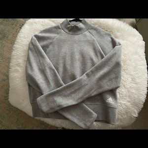 Mock neck crop heather gray Adidas sweater, M, like new.